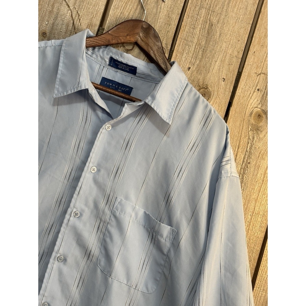 Towncraft 3XLT Big & Tall Blue Stripe Short Sleeve‎ Button Down Shirt 58" Chest